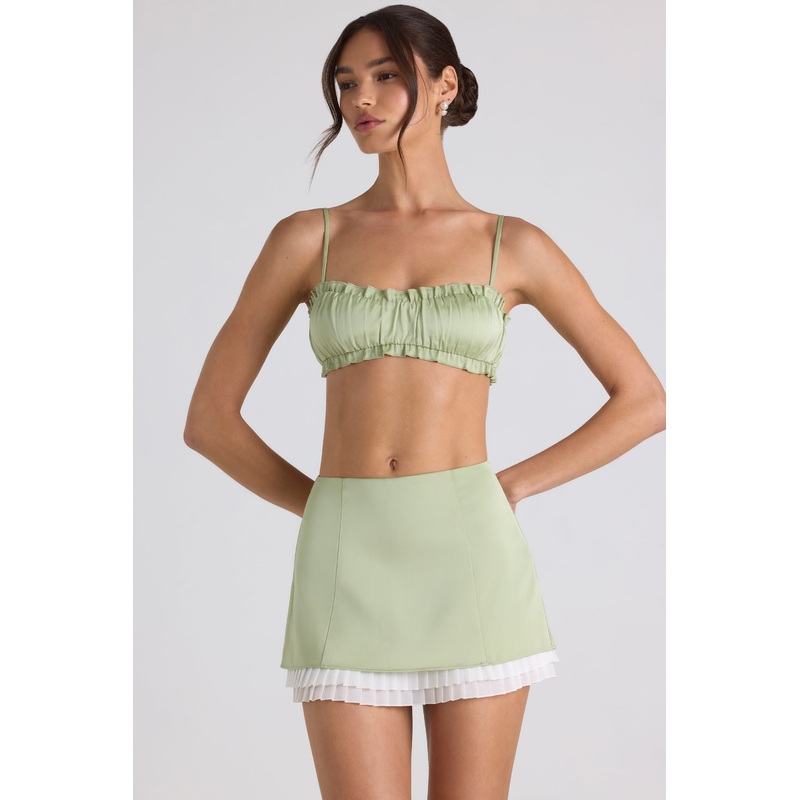 Layered Mid-Rise Mini Skirt in Spring Green