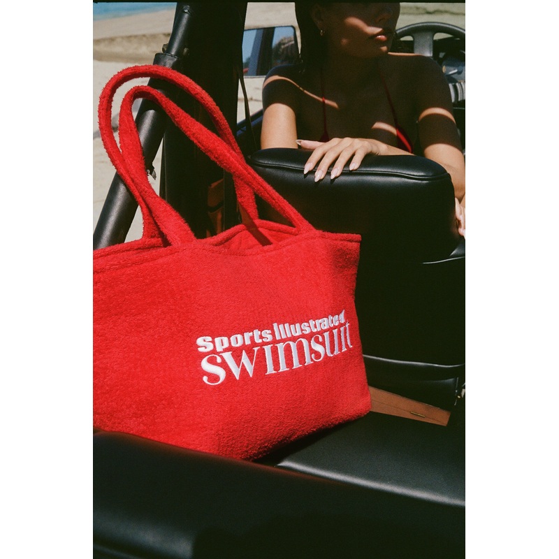 Towelling Tote Bag in Fiery Red