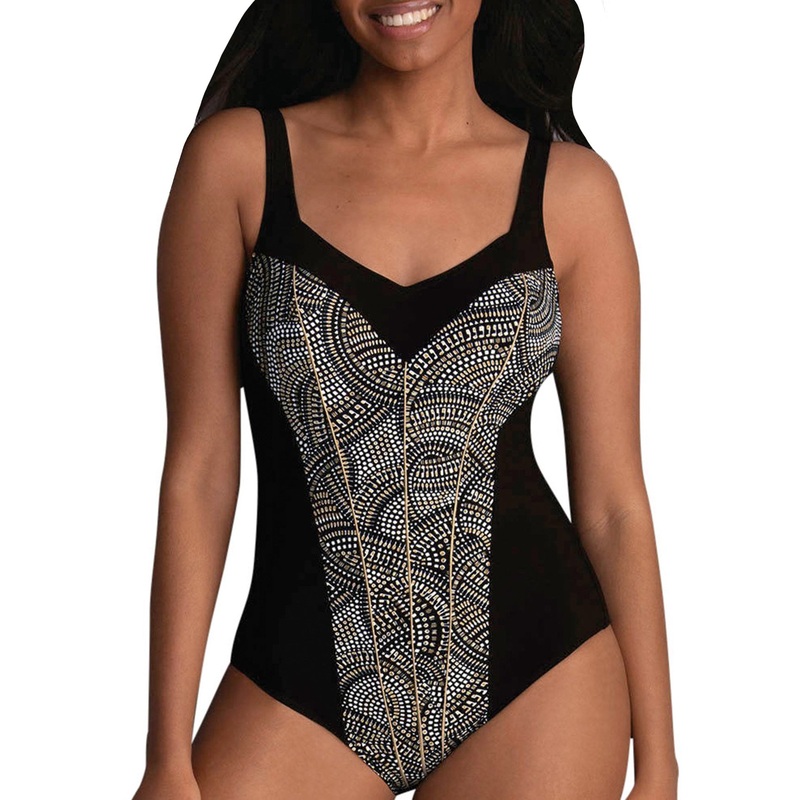 Anita Amber Glow Teresa Slimming Support One Piece Swimsuit (7372) – Black/Gold