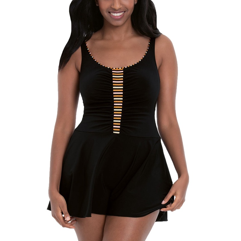 Anita Splash of Stripes Arabella Skirted One Piece Swimsuit (7322) – Black