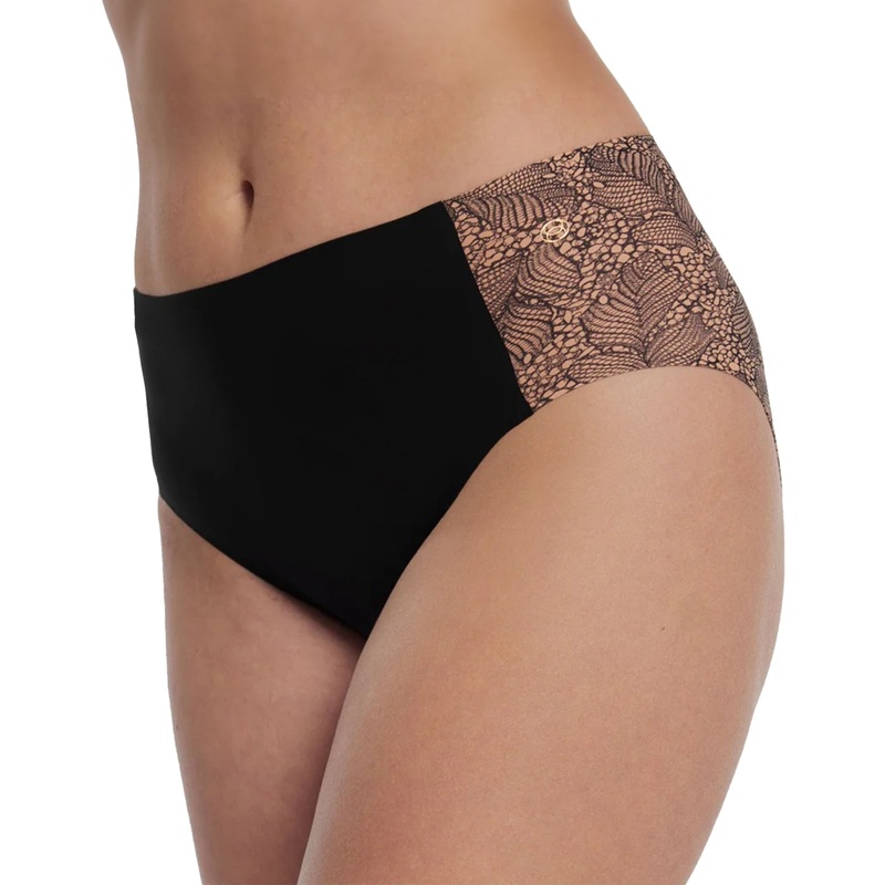 Evelyn & Bobbie High-Waisted Retro Bikini Panty (1704) – Black Lace