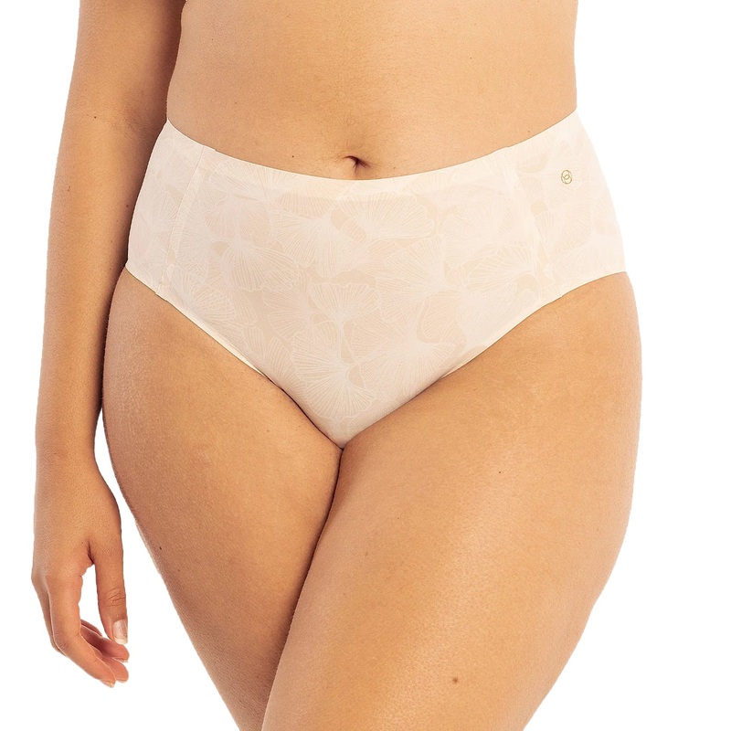 Evelyn & Bobbie High-Waisted Retro Bikini Panty (1704) – Champagne Ginkgo