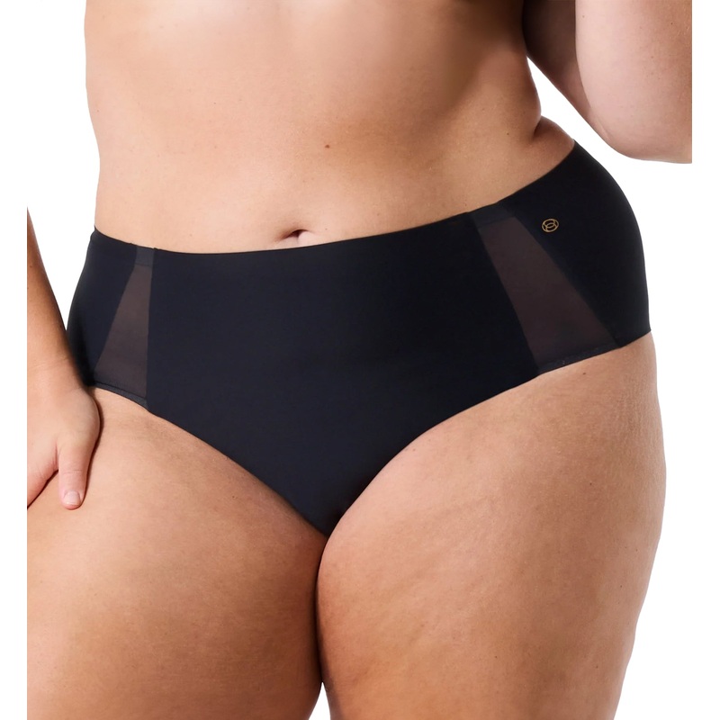 Evelyn & Bobbie Mesh High-Waisted Retro Bikini Panty (1870) – Black Mesh