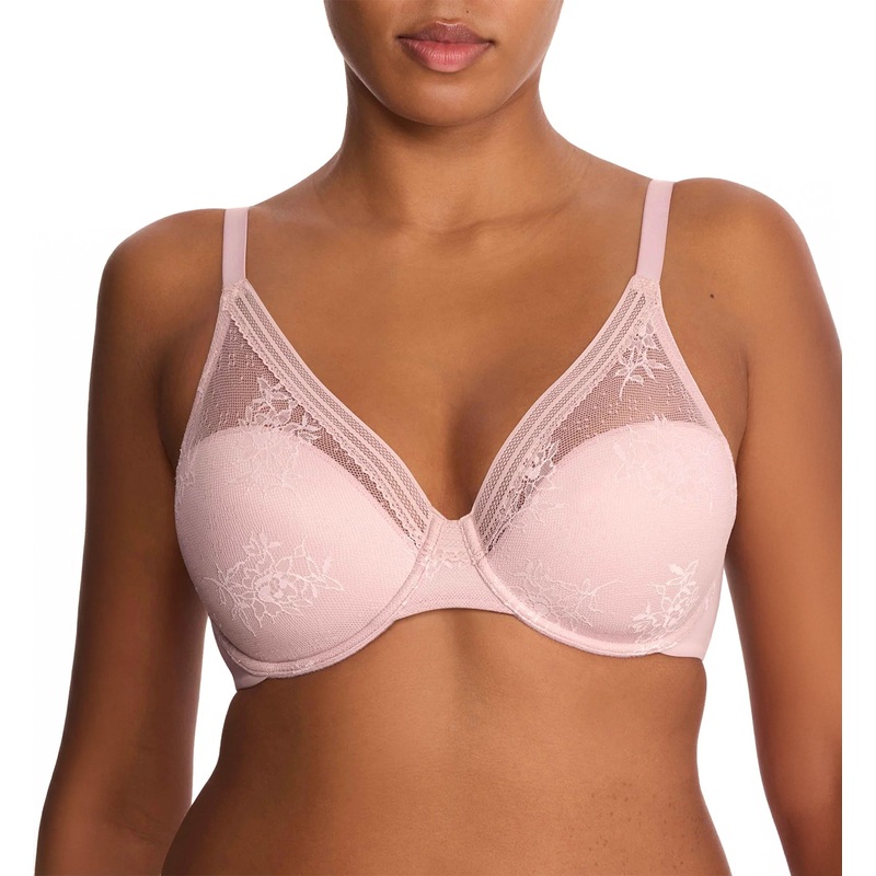 Natori Love Lace Full Coverage Plunge Bra (731351) – Pink Pearl/Warm White