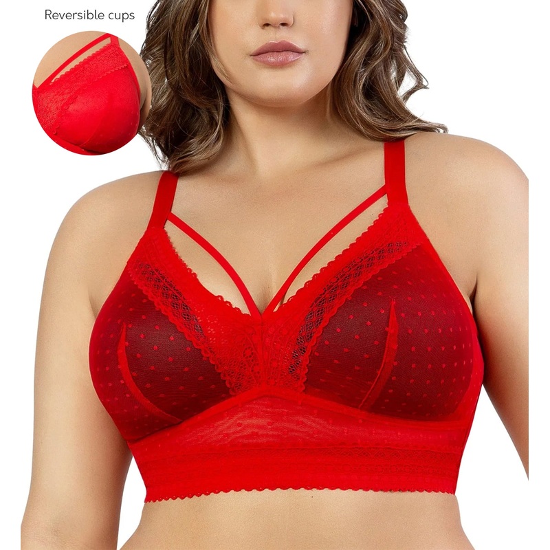 Parfait Mia Dot Wire-Free Padded Mesh Bralette (P6011) – Racing Red