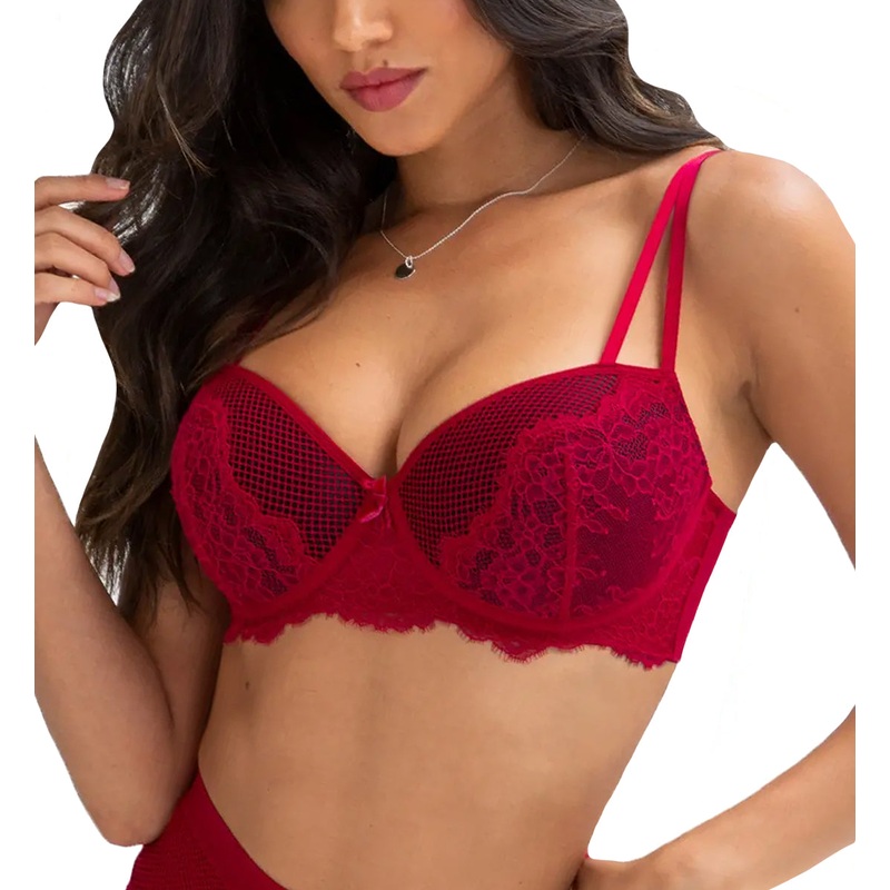 Pour Moi Dark Romance Padded Underwire Bra (21700) – Red/Black