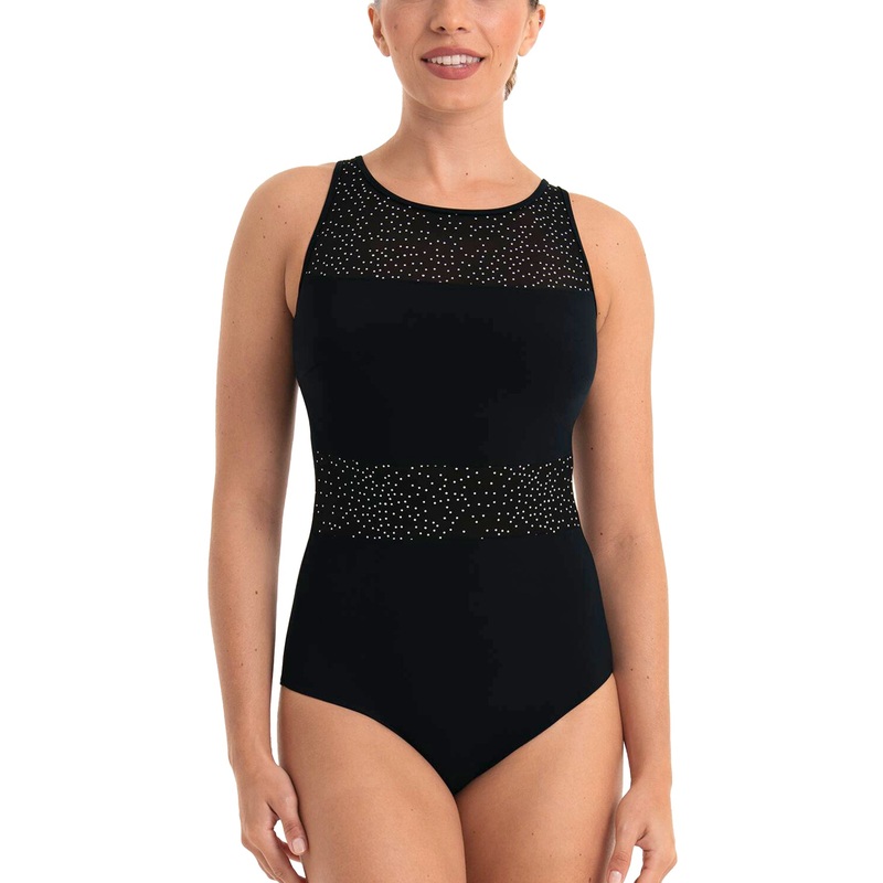 Anita Care Simple Art Vera High Neck One Piece Swimsuit (6222) – Black/White