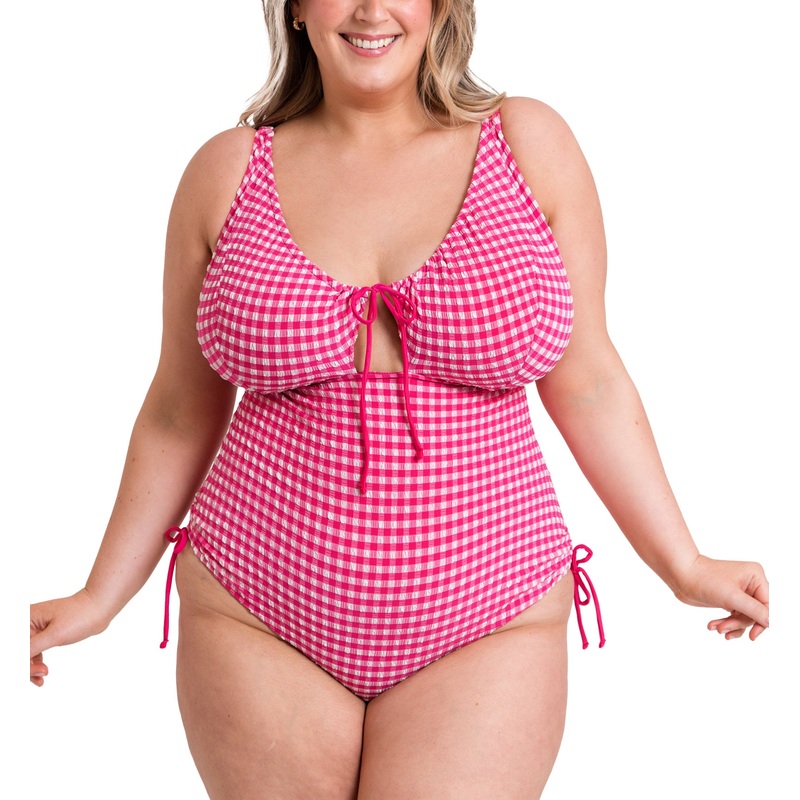 Curvy Kate Holiday Check Non-Wired Swimsuit (CS036606) – Raspberry Pink