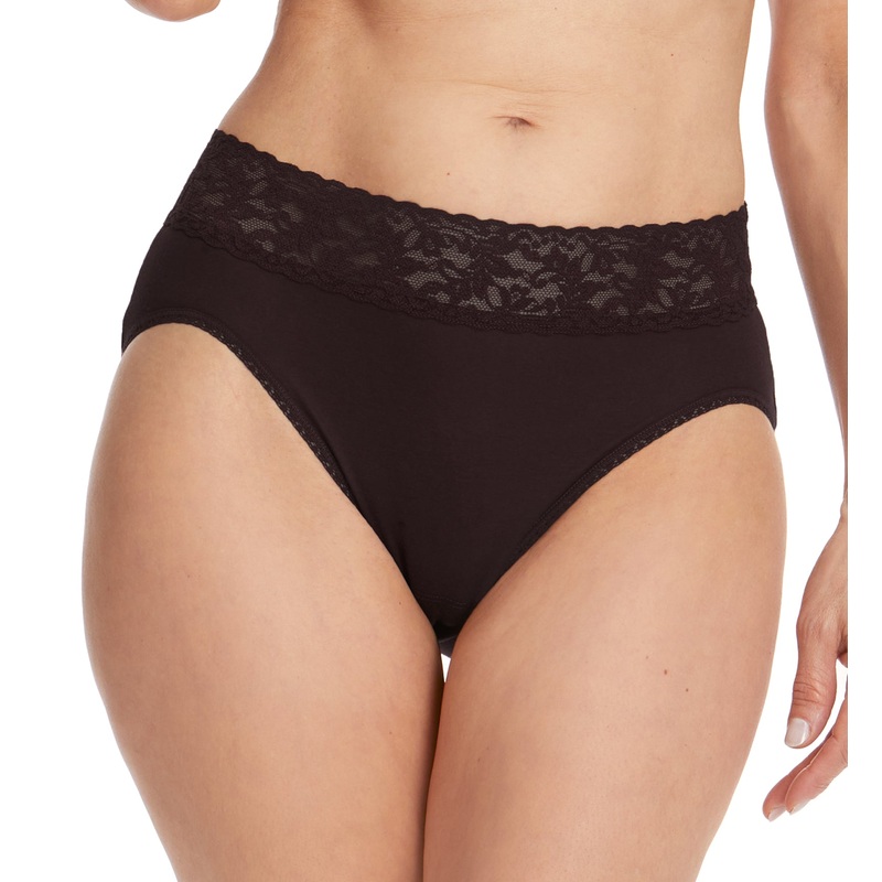Hanky Panky Cotton French Brief with Lace (892461) – Black