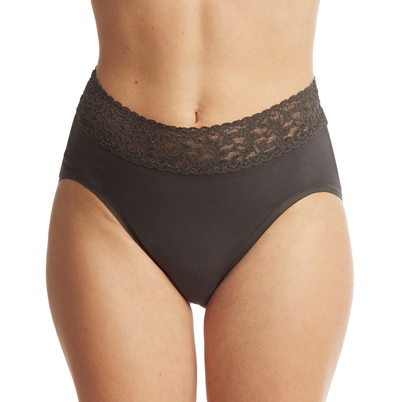Hanky Panky Cotton French Brief with Lace (892461) – Granite