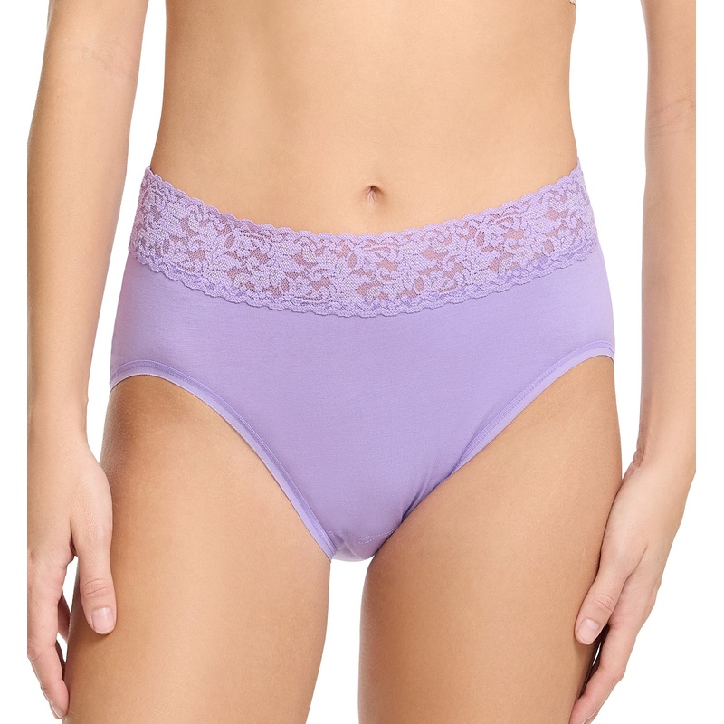 Hanky Panky Cotton French Brief with Lace (892461) – Grape Juice