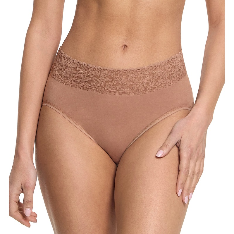 Hanky Panky Cotton French Brief with Lace (892461) – Spiced Latte