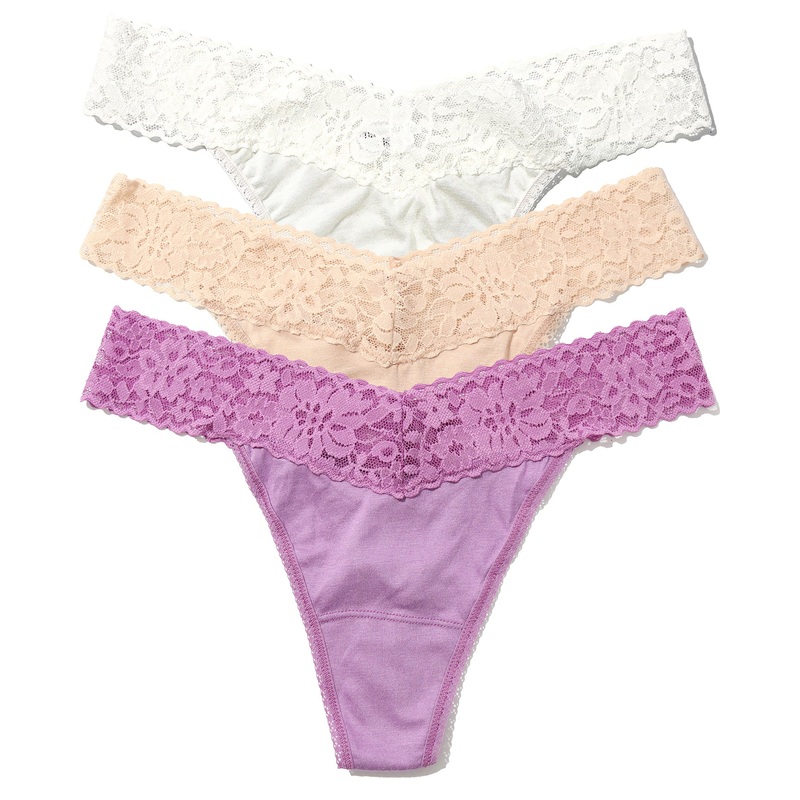 Hanky Panky DreamEase 3-PACK Original Rise Thong (6311043PK) – Light Ivory/Chai/Berry Pie