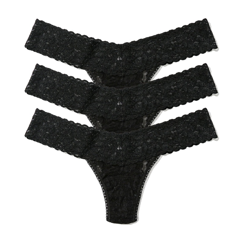 Hanky Panky 3-PACK Signature Lace Low Rise Thong (49113PK) – All Black