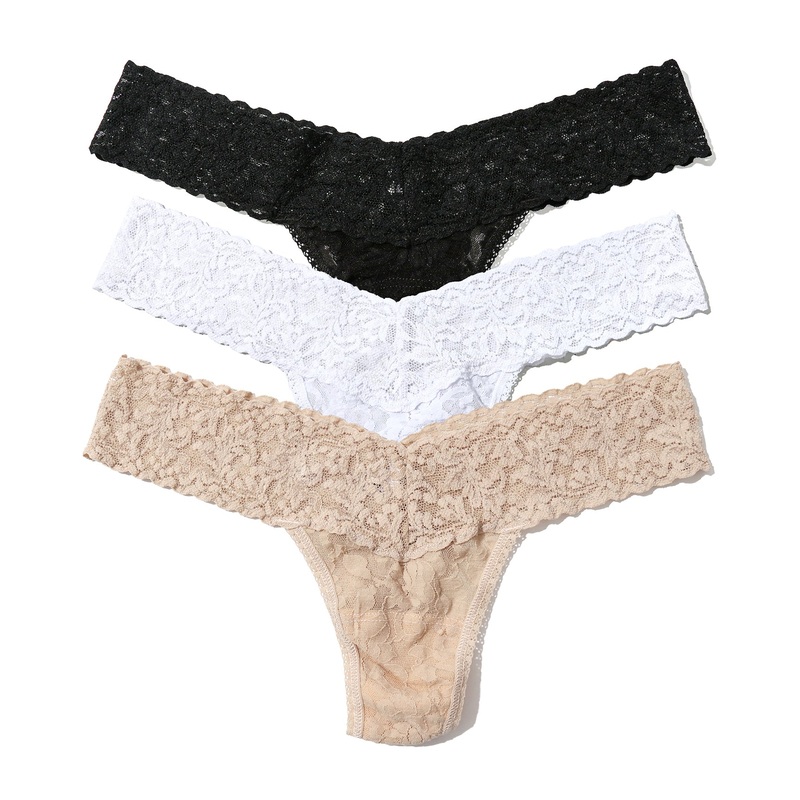 Hanky Panky 3-PACK Signature Lace Low Rise Thong (49113PK) – Black/Chai/White