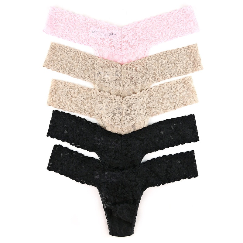 Hanky Panky 5-PACK Signature Lace Low Rise Thong (49115PK) – Black/Chai/Bliss Pink