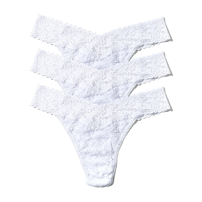 Hanky Panky 3-PACK Signature Lace Original Rise Thong (48113PK) – All White