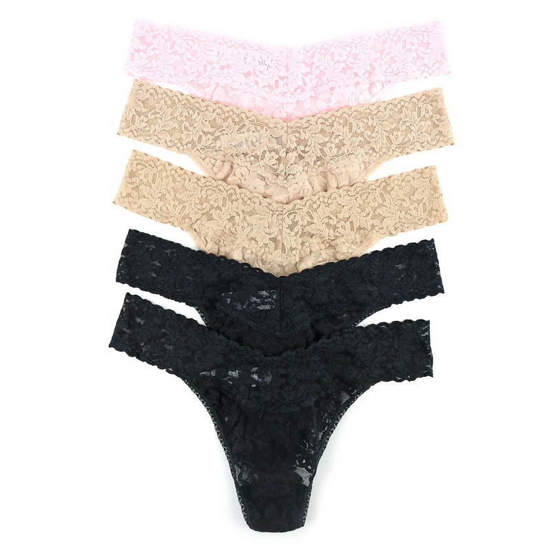 Hanky Panky 5-PACK Signature Lace Original Rise Thong (48115PK) – Black/Chai/Bliss Pink