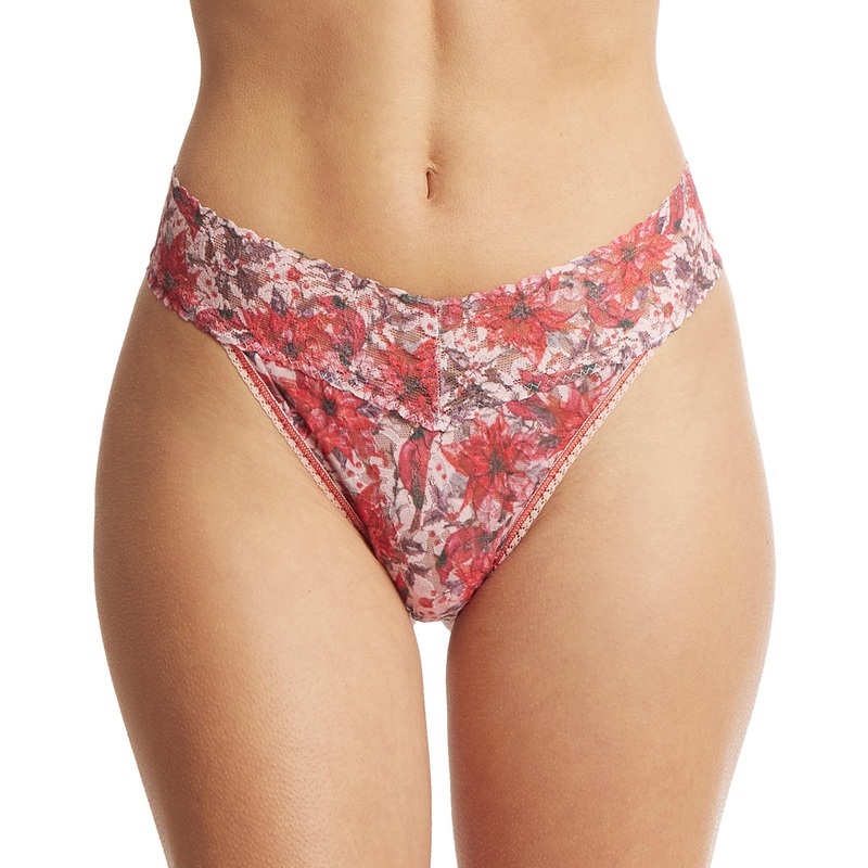 Hanky Panky Signature Lace Printed Original Rise Thong (PR4811P) – Poinsettia
