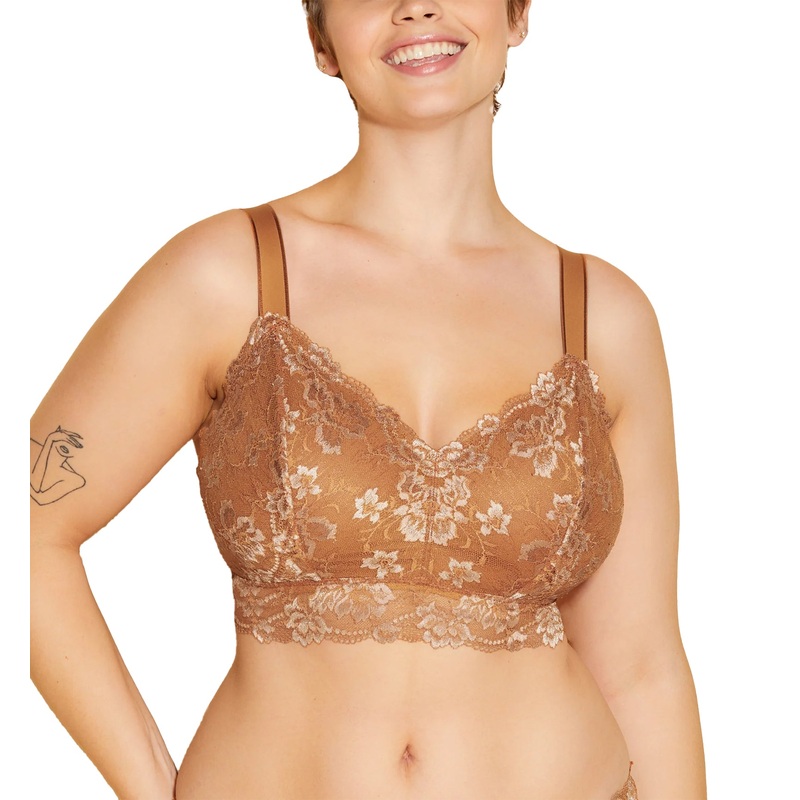 Cosabella Savona SUPER Curvy Longline Bralette (SAVON1386) – Dark Copper/Camel