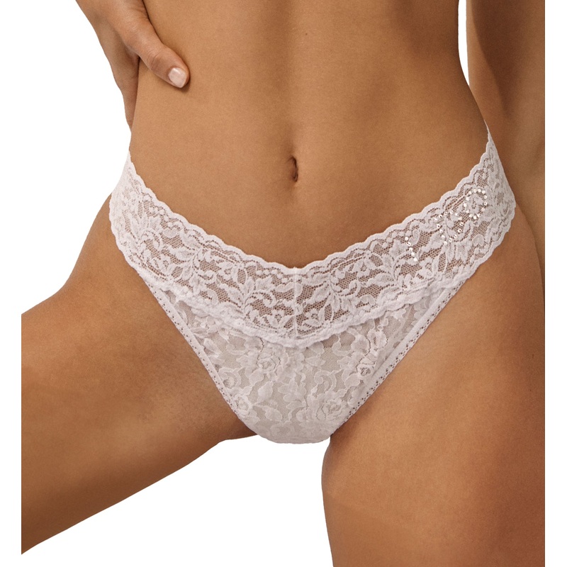 Hanky Panky Bridal I DO Crystal Lace Low Rise Thong (6510) – White