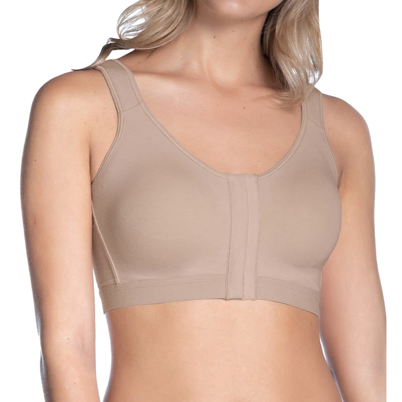 Leonisa Stretch Cotton Posture Corrector Wireless Front-Closure Bra (980) – Nude