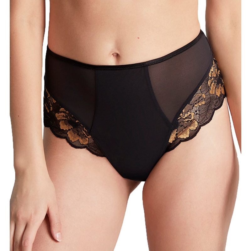 Panache Sabrina High Waist Brazilian Brief (10634) – Black/Vintage Gold