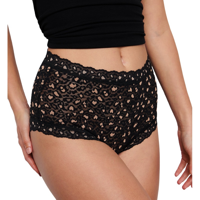 Hanky Panky Cross Dyed Leopard High Rise Boyshort (7J1292) – Black/Praline