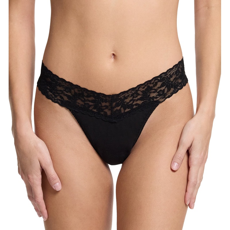 Hanky Panky Cotton Original Rise Thong (891801P) – Black