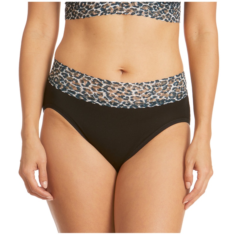Hanky Panky Cotton-Spandex French Brief (892441) – Black/Classic Leo