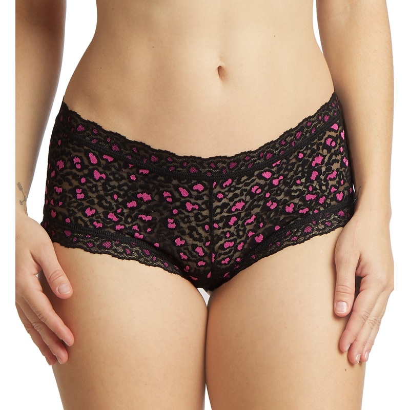 Hanky Panky Cross Dyed Leopard Boyshort (7J1201P) – Black/Tulip Pink