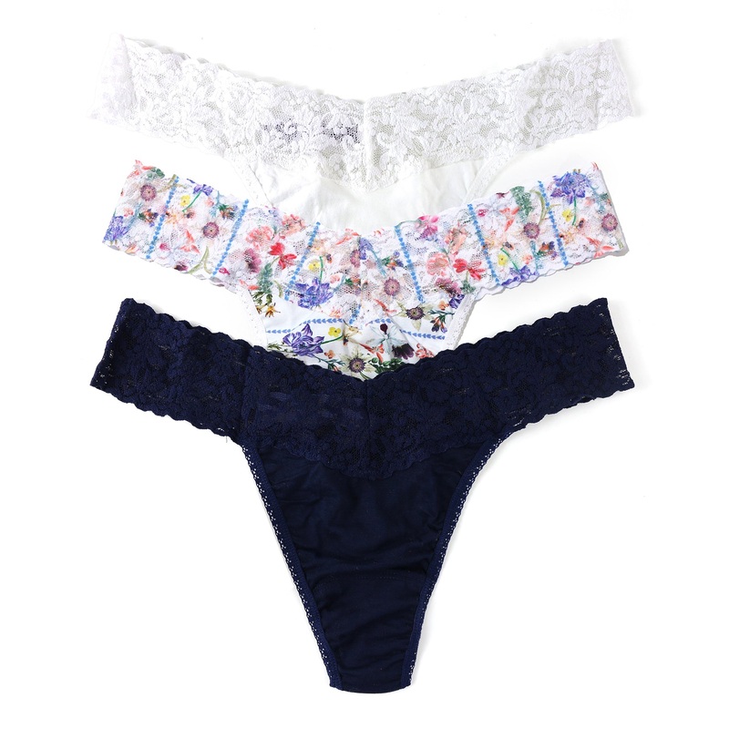 Hanky Panky 3-PACK Original Rise Cotton Thong (89183PK) – Flower Crown