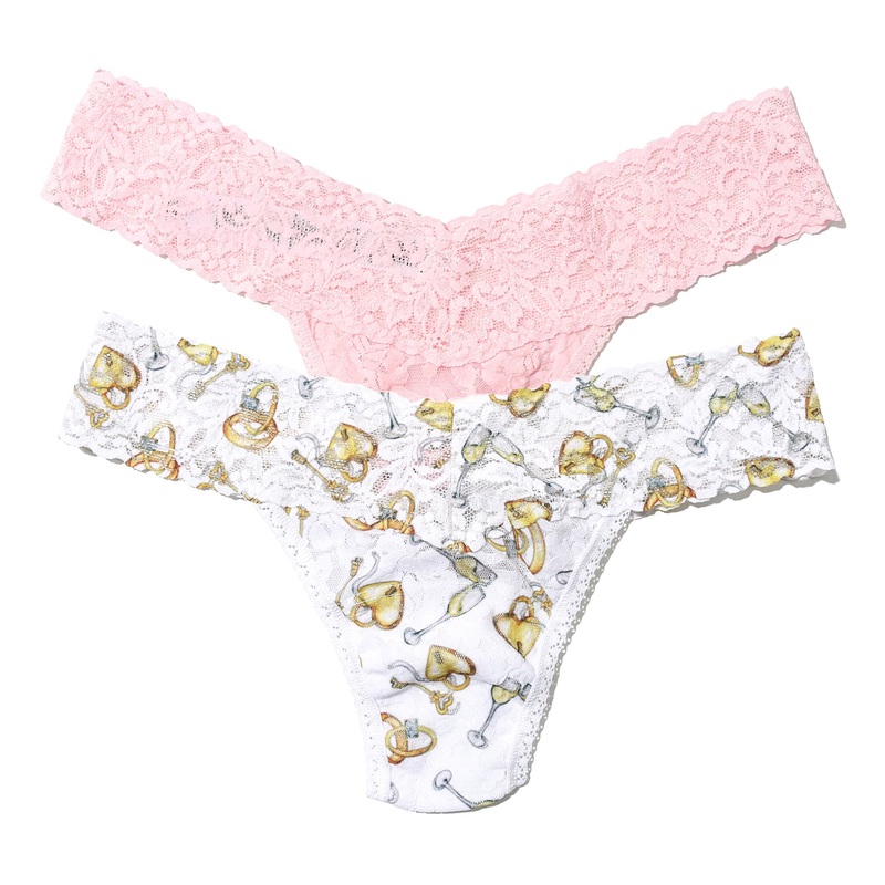Hanky Panky Bridal Signature Lace Low Rise Thong 2-PACK (49PN2PK) – Forever Gold/Bliss Pink