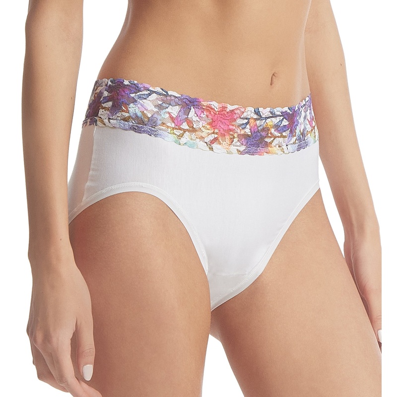Hanky Panky Cotton-Spandex French Brief (892441) – White/Still Blooming