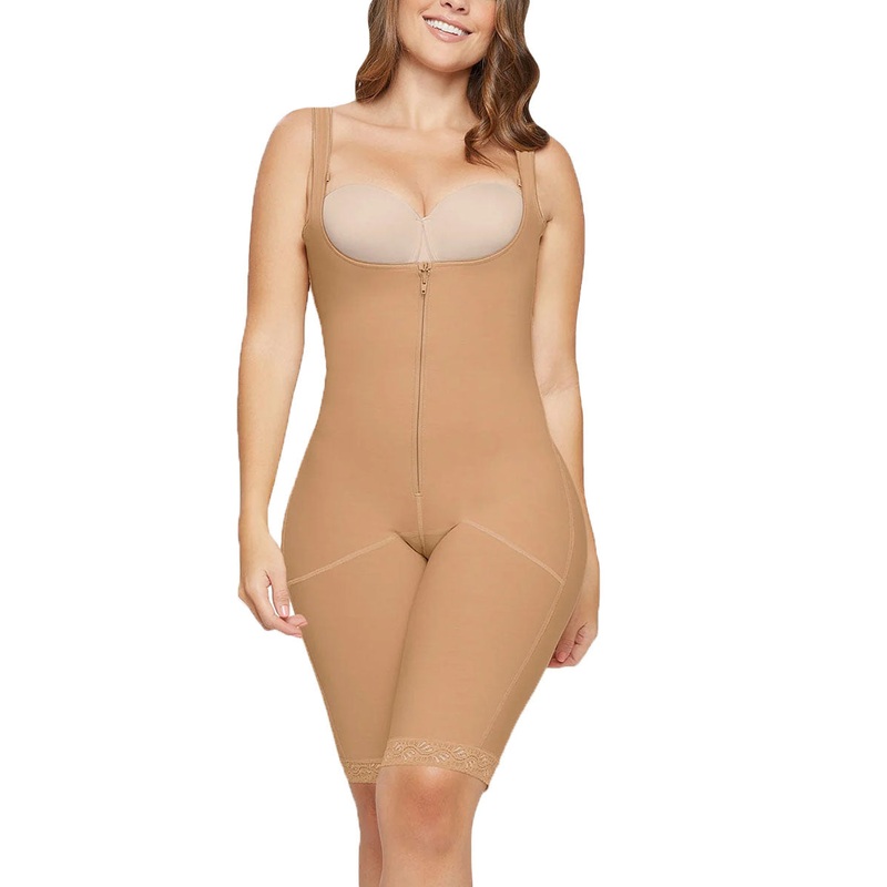 Leonisa Sculpting Body and Thigh Shaper with Wide Straps (018688N) – Beige
