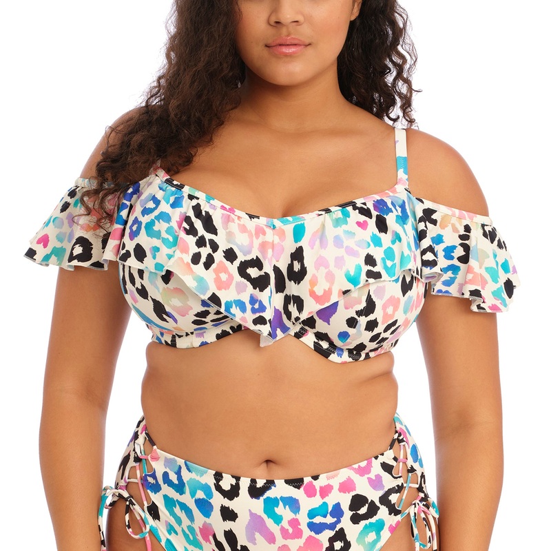 Elomi Party Bay Bardot Ruffle Underwire Bikini Top (ES801406) – Multi