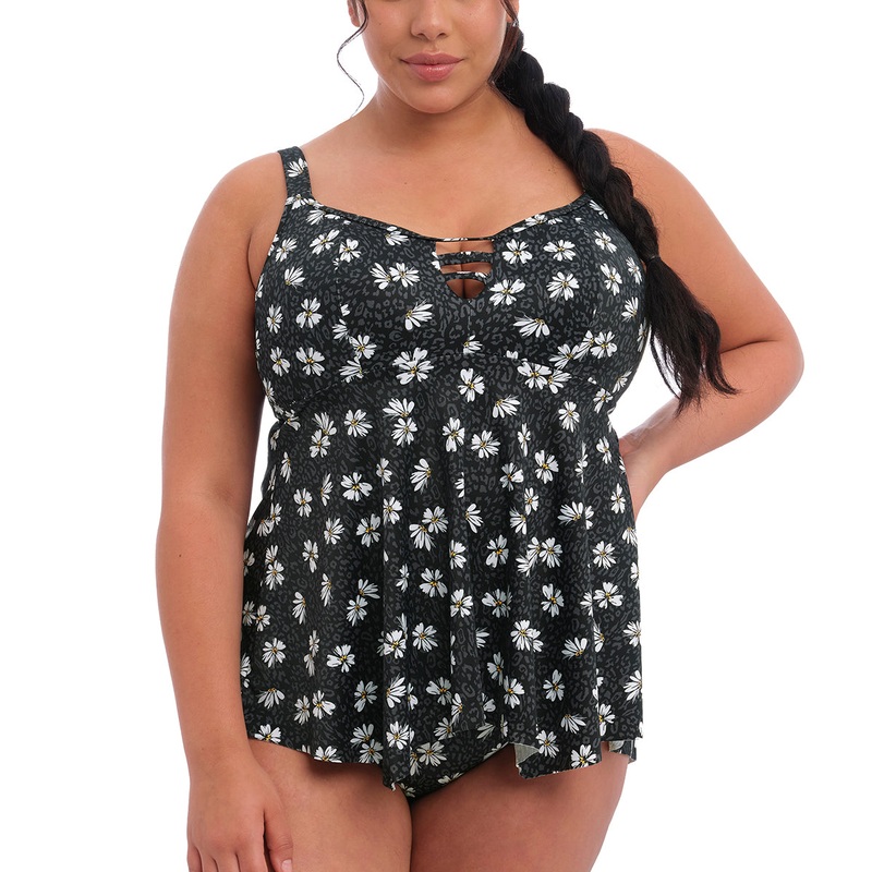 Elomi Plain Sailing Handkerchief Hem Molded Tankini (ES7271) – Black Daisy