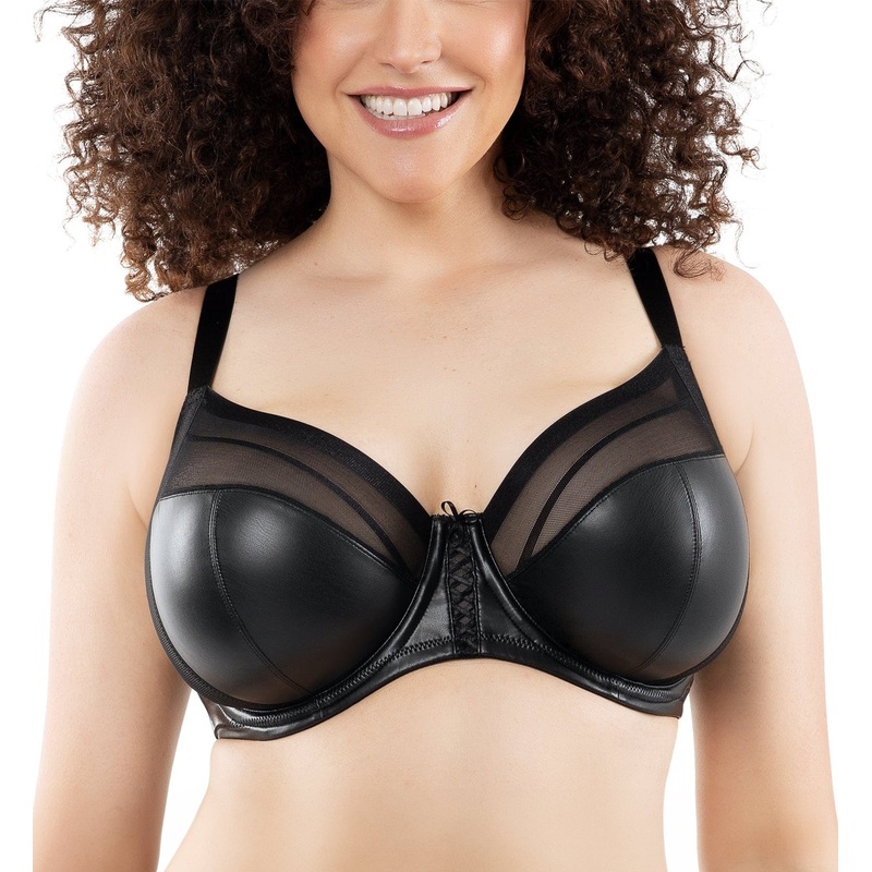 Parfait Stevie Faux Leather Unlined Wired Bra (P50125) – Black
