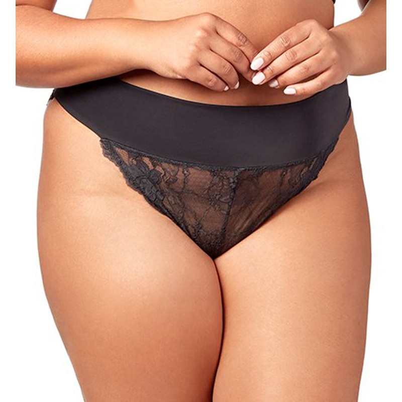 Elila Mid Rise Lace Tanga Panty (3903) – Black