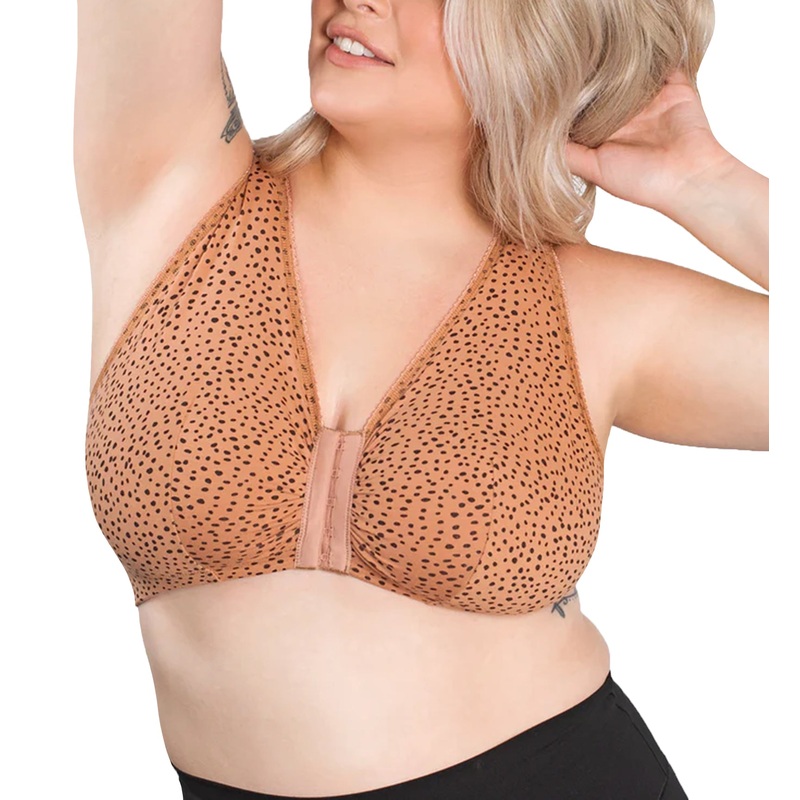 Leading Lady Meryl Cotton Front Closure Bra (110) – Mocha Leo Dot