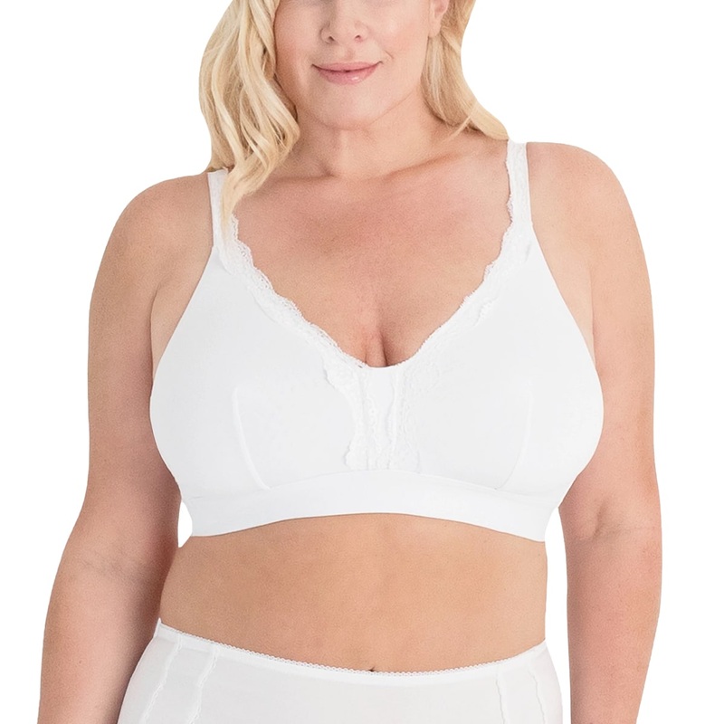 Leading Lady Wirefree Lace Trim Comfort Softcup Bra (5072) – White