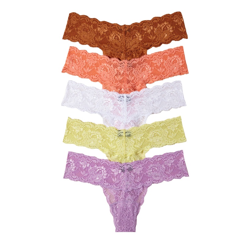 Cosabella Never Say Never 5 PACK Cutie Low Rise Thongs (NSNPK5321) – Dark Copper/Coral/Icy Violet/Mignonette/White