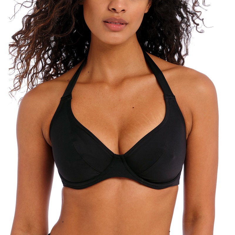 Freya Jewel Cove Banded Underwire Halter Bikini Top (7232) – Plain Black