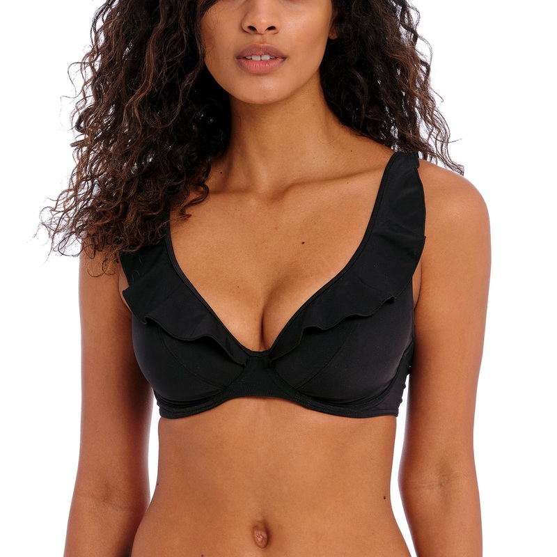 Freya Jewel Cove High Apex Underwire Bikini Top with J Hook (7230) – Plain Black