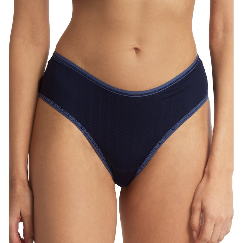 Hanky Panky MoveCalm Hi-Rise Thong (2P1924) – Blackberry Crumble/Waterfall Blue