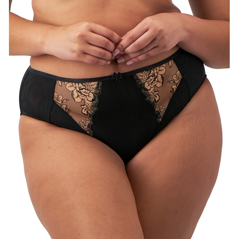 Elomi Teagan Matching High Leg Brief (302653) – Black/Almond