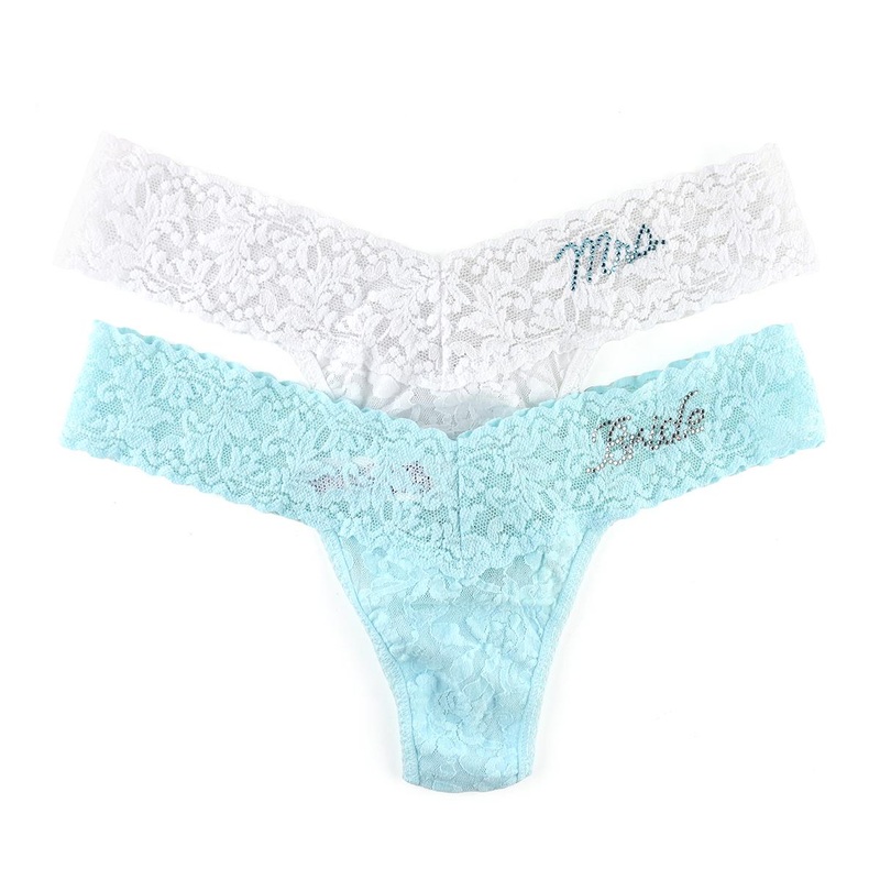 Hanky Panky Bridal BRIDE & MRS Low Rise Thong 2-PACK (49BRIBX22) – Celeste/White