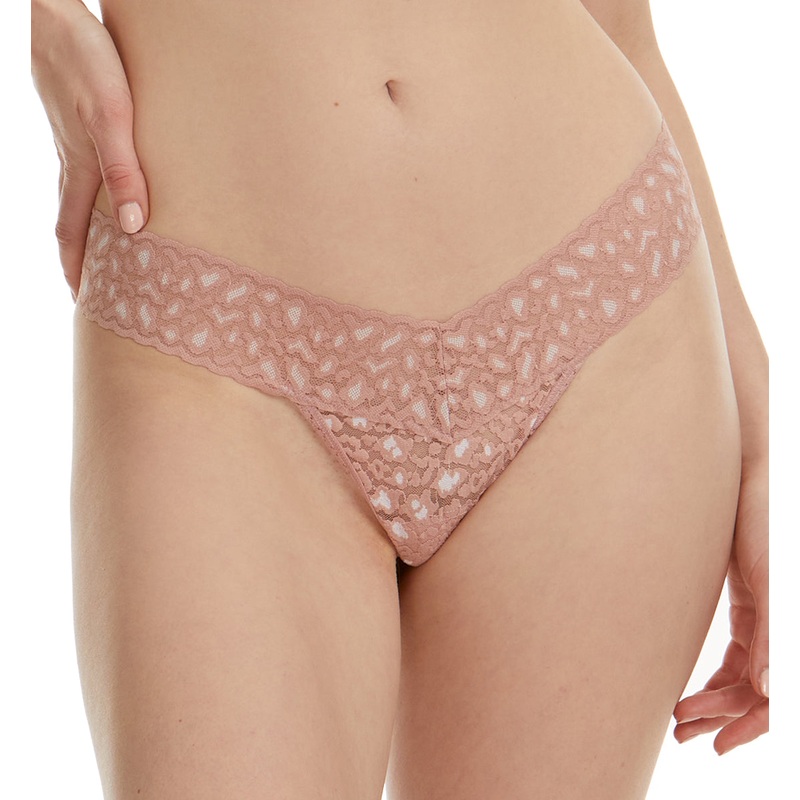Hanky Panky Cross Dyed Leopard Low Rise Thong (7J1051P) – Desert Rose/White