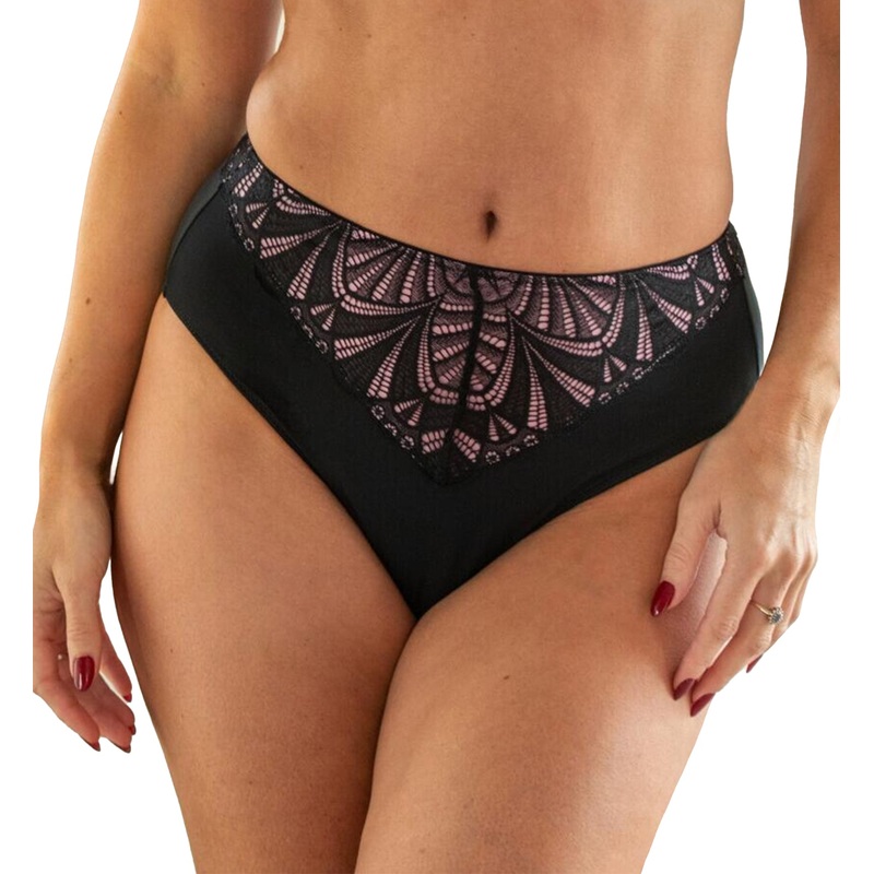 Pour Moi New Romance High Waist Midi Brief (184013) – Black/Rose