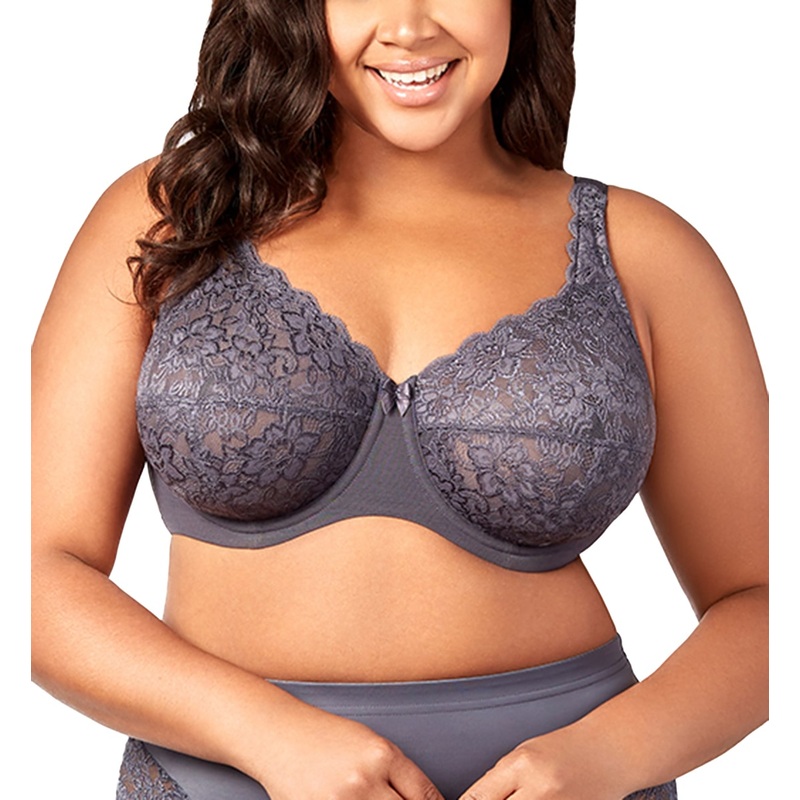 Elila Isabella Stretch Lace Full Coverage Underwire Bra (2311) – Grey